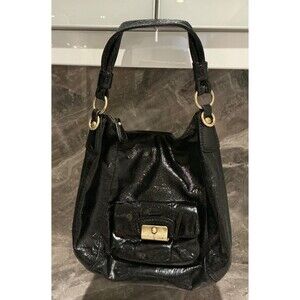COACH KRISTEN Black Patent Leather Hobo Shoulder Bag Purse G1076 - 16013